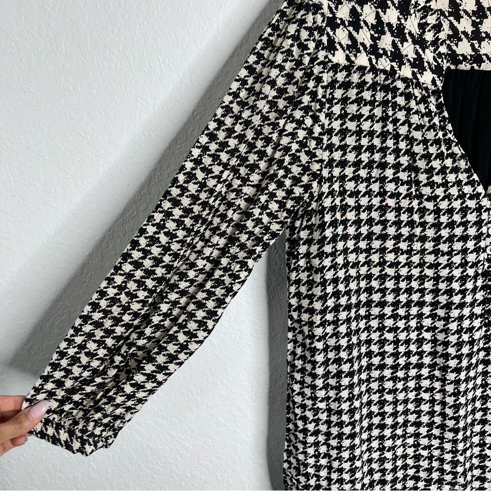 Anthropologie Maeve Dress Women XS Sterling Houndstooth Tunic Long Sleeve S - Picture 4 of 7
